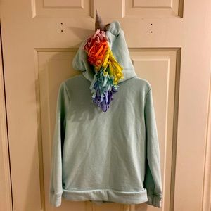 Cat and Jack sz 6 light blue rainbow unicorn hoodie